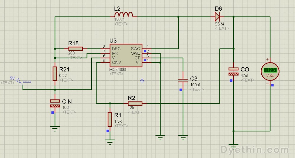 MC34063 Datasheet, pinout, 5V to 12V, -12V simulation and physical ...