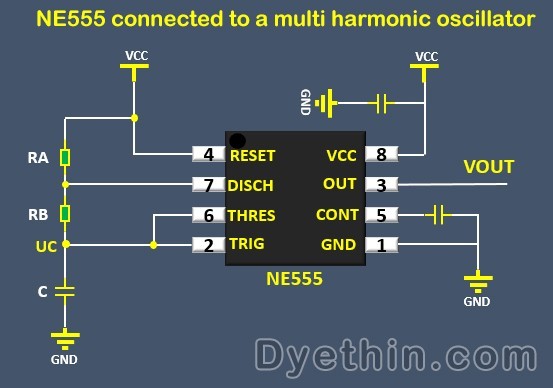 NE555 datasheet and Pinout, NE555 circuits generates square waves