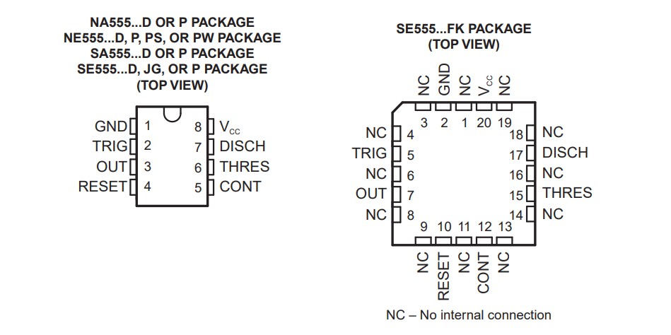 NE555 datasheet and Pinout, NE555 circuits generates square waves - Dyethin