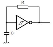 Relaxation oscillator circuit using 74HCT14D Schmitt-trigger inverter with RC timing components Relaxation oscillator circuit using 74HCT14D Schmitt-trigger inverter with RC timing components