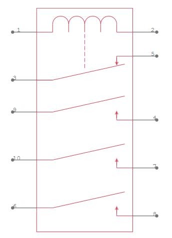 SFS3-DC12V relay circuit symbol showing 3 Form A and 1 Form B contact configuration SFS3-DC12V relay circuit symbol showing 3 Form A and 1 Form B contact configuration