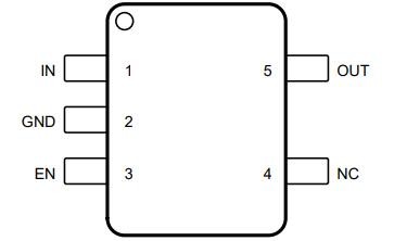 TLV74333PDBVR Pinout top view TLV74333PDBVR Pinout top view
